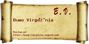 Bums Virgínia névjegykártya